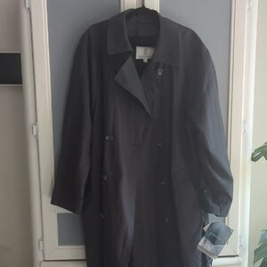 London Fog Black Trench Coat Men’s 42R NWT Classic Double Breasted Lined
